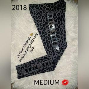 Rare htf VS PINK MED 2018 CHEETAH LEGGINGS EUC